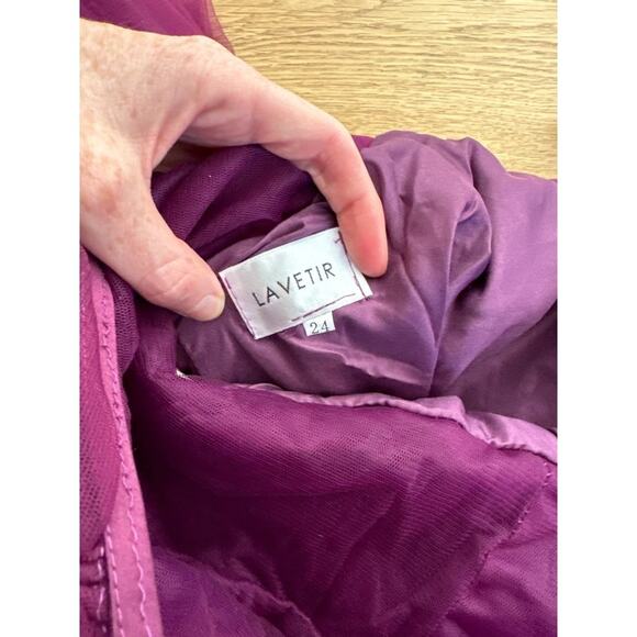 Lavetir A Line Princess Tulle V Neck Prom Dress in Purple - Picture 4 of 5